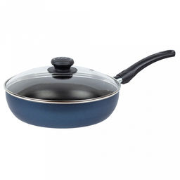 "Azure" Сотейник с антипригарным покрытием д24см "Сатин", h6,3см, s0,18см, стеклянная крышка (Россия)
