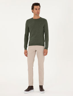 Базовый свитер приталенного кроя цвета хаки - Cacharel фото 4