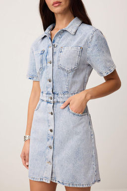 Premium Ac?k Mavi Ozel Kumas Midi Denim Elbise TWOSS26EL00277 - Trendyolmilla фото 3