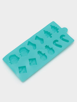 Цена за 2 шт. Форма для конфет и шоколада Доляна Новый год, силикон, 21.5?10 см, 12 ячеек, бирюзовая