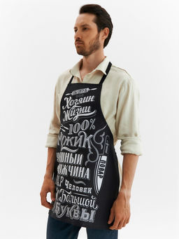 Фартук Доляна. 100% Мужик, черный, 70?60 см,100% хлопок, рогожка 160 г/м?