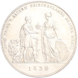1 талер 1832 года Бавария Князь Отто Баварский Первый король Греции
