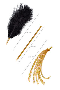 Флоггер-щекоталка TOYFA Theatre, металл, золотой, 44 см  фото 9