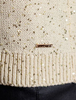 Джемпер поло с застежкой на пуговицы из хлопковой пряжи с пайетками - Vilatte фото 3