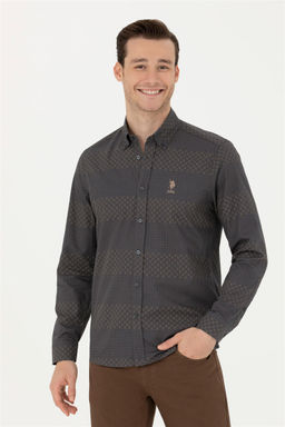 Мужская рубашка антрацитового цвета с длинным рукавом Неожиданная скидка в корзине - U.s. polo assn фото 3