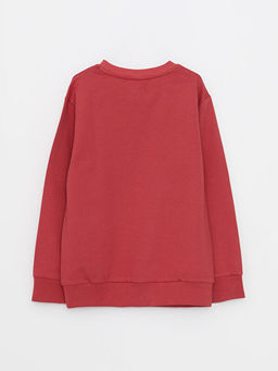 Bisiklet Yaka Bask?l? Uzun Kollu Erkek ?ocuk Sweatshirt - Waikiki фото 2