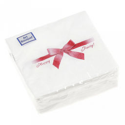 Салфетки бумажные "Art Bouquet" 20х20см, 2-х слойные, 30 штук в упаковке, 100% целлюлоза, "Подарок бордовый" (Россия)