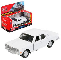 Технопарк. Газ-2401 "Волга" 12 см, металл, двери, багаж, инерц, белый, кор. арт.2401-12-WH