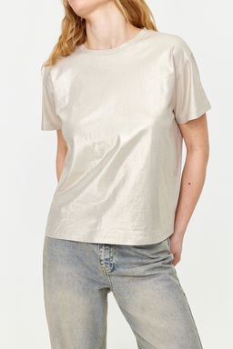 Alt?n Varak Bask?l? Regular/Normal Kal?p Orme Bluz TWOSS24BZ00097