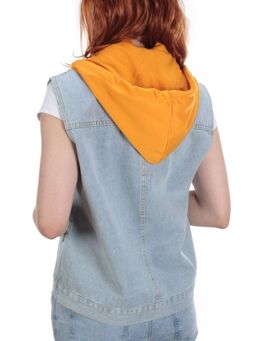 803 BLUE/BLACK Джинсовый жилет женский (100% хлопок) - Фабричный китай фото 25