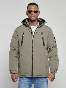 Куртка спортивная мужская зимняя с капюшоном серого цвета 8360Sr - Wonderrman фото 7