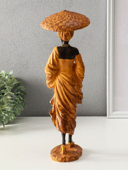 Сувенир полистоун "Африканка в горчичном наряде, в шляпе" 11,5х11,5х33,5 см