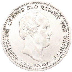 1/6 талера 1854 года Саксония Смерть Короля Фридриха Августа II