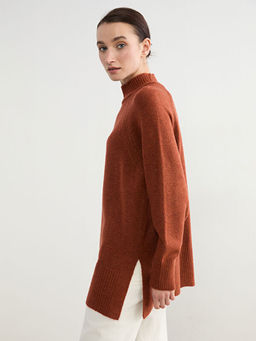 Bal?k?? Yaka Oversize Kad?n Triko Tunik