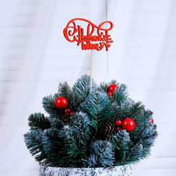 Цена за 2 шт. Топпер С Новым Годом, с ёлкой разноцветный (красный, белый, зелёный), микс Дарим Красиво  фото 3