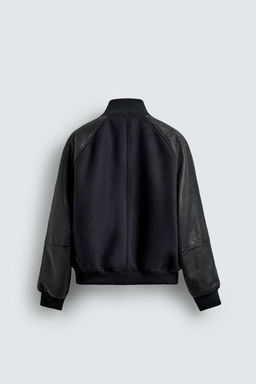 LIMITED EDITION CONTRAST LEATHER BOMBER JACKET - Zara фото 8