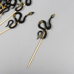 Топпер для творчества «Чёрная блестящая змея», набор 6 шт., 12.5 см