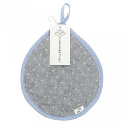 Прихватка 20х25см "Горошек на льне", форма "Капелька", рогожка 171г/м2, хлопок 100%, наполнитель - ватин 280г/м2, на пластмассовом подвесе, "Домашняя мода" (Россия)