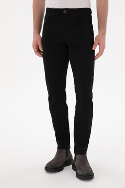 Erkek Slim Fit Siyah Kanvas Pantolon