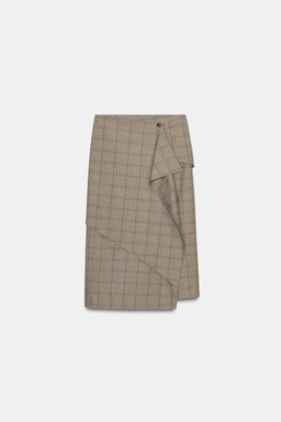 ZW COLLECTION CHECK RUFFLED SKIRT - Zara фото 14