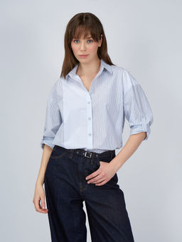Рубашка полоса OD-918-1 серо-голубая - Tantino фото 18