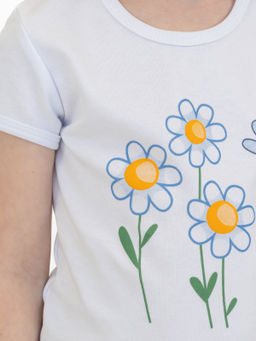 Костюм детский белый/голубой/ромашки 7059п (92, 56)