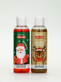 Подарочный набор новогодний Олень, гель для душа 2 шт х150 мл, мочалка, URAL LAB