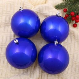 Ёлочные игрушки Глянец, шары новогодние, набор 4 шт., d=10 см, синий
