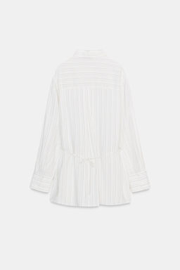 CAMISA LARGA RAYAS CINTUR?N / Blanco / Negro - Zara фото 3