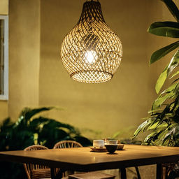 Светильник потолочный из ротанга «Йоги», 1×120 Вт, Е27, 20×20×25 см