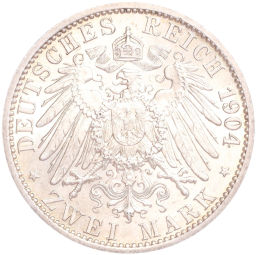 Монета 2 марки 1904 года Германия (Гессен) 400 лет со дня рождения Филиппа I Великодушного