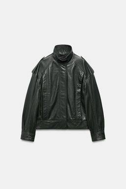 ZW COLLECTION LIMITED EDITION LEATHER BOMBER JACKET - Zara фото 12