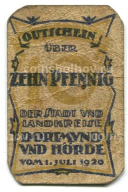 10 пфеннигов 1920 года Германия Нотгельд  Дортмунд и Хёрде