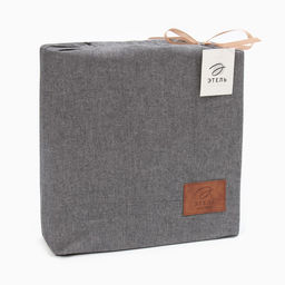 Постельное бельё Этель Denim евро, 200х220см, 220х240см, 50х70-2шт, цвет тёмно-серый, жатый хлопок, 140 г/м2  фото 5