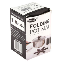 Подставка под горячее пластик/металл Компакт д19,2см h0,8см, складная, р-р в сложенном виде 4,5х5х8см, цвет - черный, в коробке (Китай) - Домашняя мода фото 4