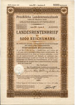 Облигация 4,5% 5000 марок 1940 года Германия