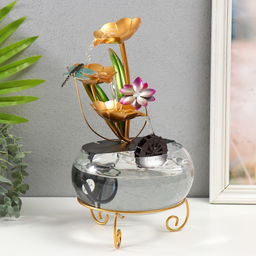 Фонтан настольный «Стрекоза в цветах», от сети, 21×21×34 см
