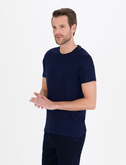 Lacivert Slim Fit Basic Ti__rt