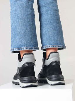 Ботинки 350.uno2bl. черный серый/Мех