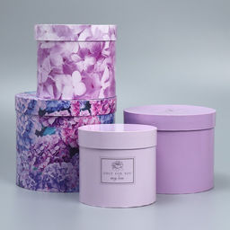 Набор коробок для цветов 4 в 1, упаковка подарочная, Лаванда, 14?14?13 см - 20?20?17.5 см