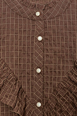 RUFFLED CHECK BLOUSE - Zara фото 8