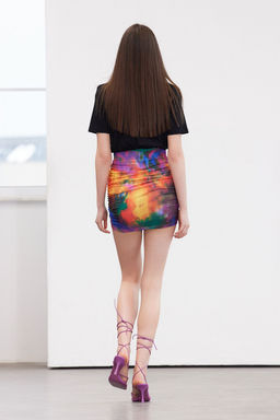 Siyah Limited Edition Desenli Buzgulu Anvelop Esnek Orme Mini Elbise TWOSS24EL00561