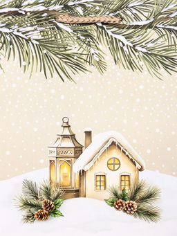 Цена за 2 шт. Пакет подарочный новогодний ламинированный, «Новогодний дом», 18×10×22.3 см