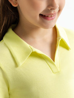 Джемпер с воротником в желтом цвете для девочек - Mark formelle фото 3