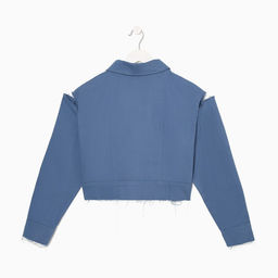 Рубашка женская укороченная с разрезами MIST: Denim, размер 48, синяя
