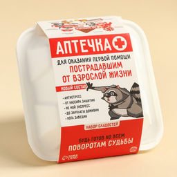 Подарочный набор Взрослая аптечка в бенто-коробке: леденец со вкусом клубники 15 г., леденецы в тубусе мульти 32 г., жевательная резинка 15 г., молочный шоколад 27 г., печенье с предсказанием 6 г., жевательная конфета 10 г. - Фабрика счастья фото 4
