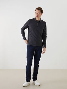 Polo Yaka Uzun Kollu Erkek Sweatshirt