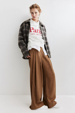 Pleat-front twill trousers