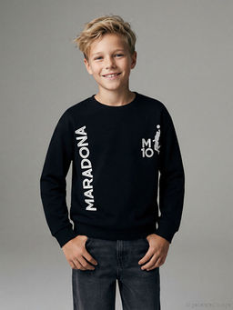Maradona Bask?l? Erkek ?ocuk Kal?n Sweatshirt
