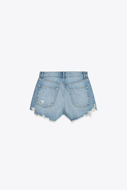 HIGH-WAIST CURVED DENIM SHORTS - Zara фото 8